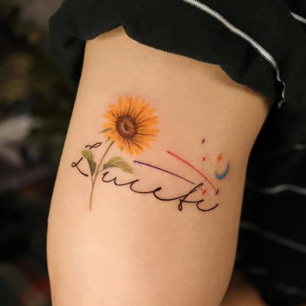 Sunflower Name Tattoo