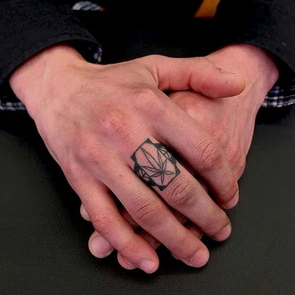 Weed Tattoo on Finger