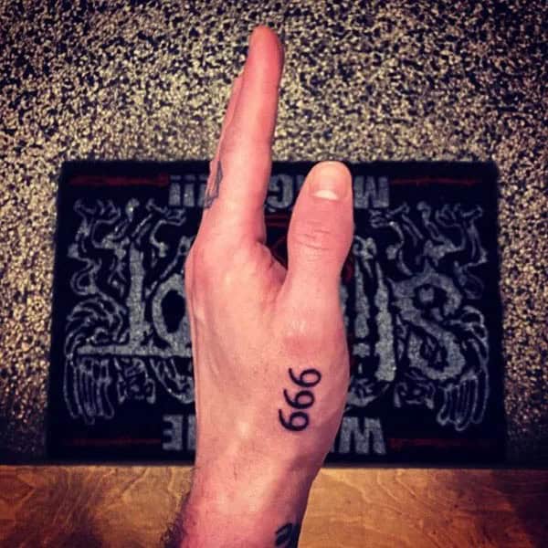 666 Tattoo on Hand