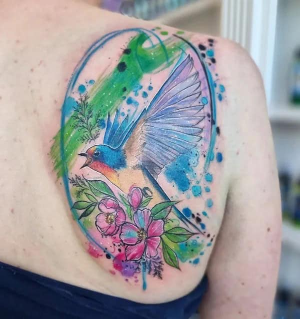 Watercolor Swallow Tattoo