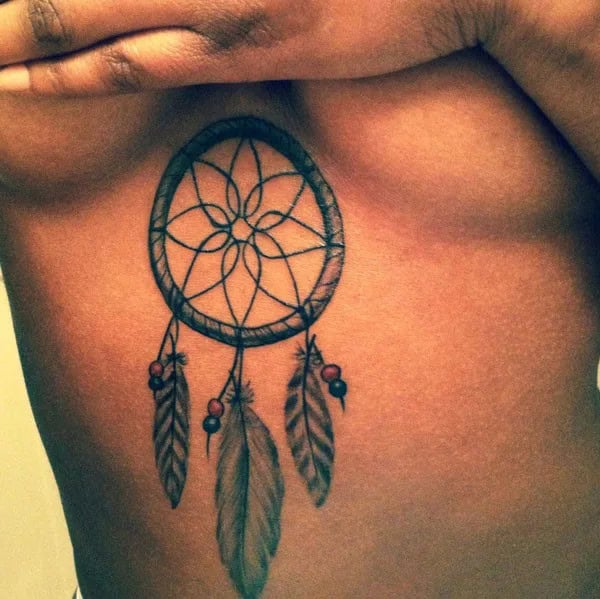 Dream Catcher Tattoo Under Breast