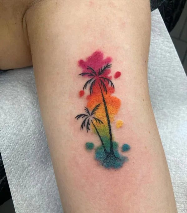 Watercolor Palm Tree Tattoo