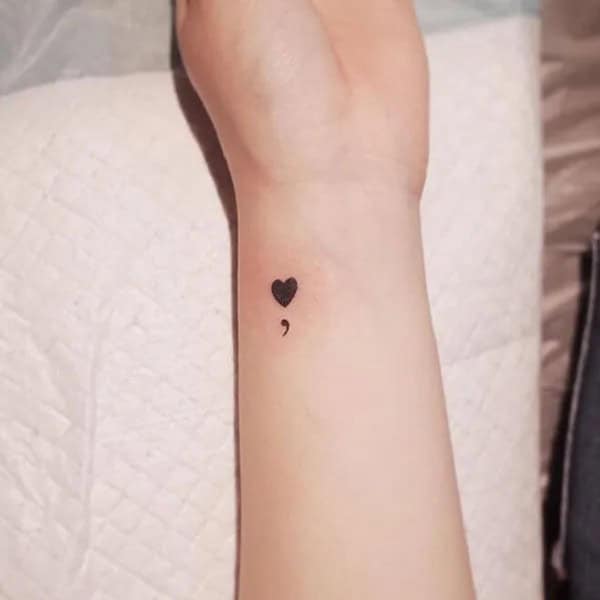 Semicolon Heart Tattoo