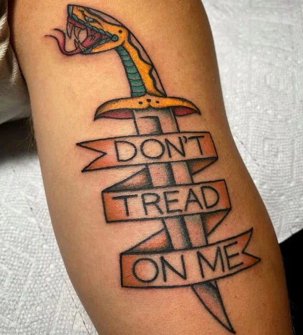 “Don’t Tread On Me” Back Tattoo