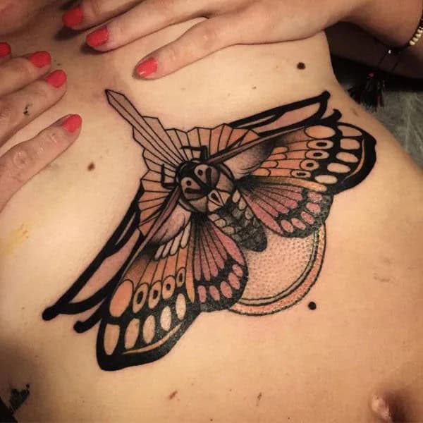 Butterfly Underboob Tattoo