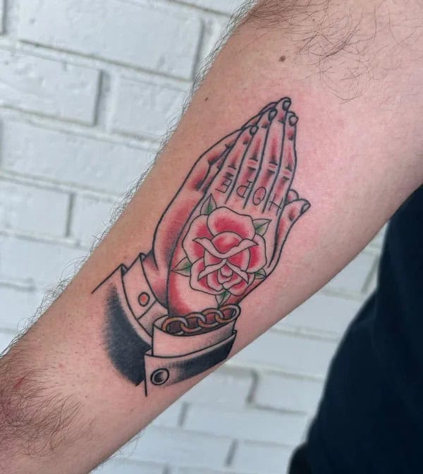 Traditional Praying Hands Tattoo