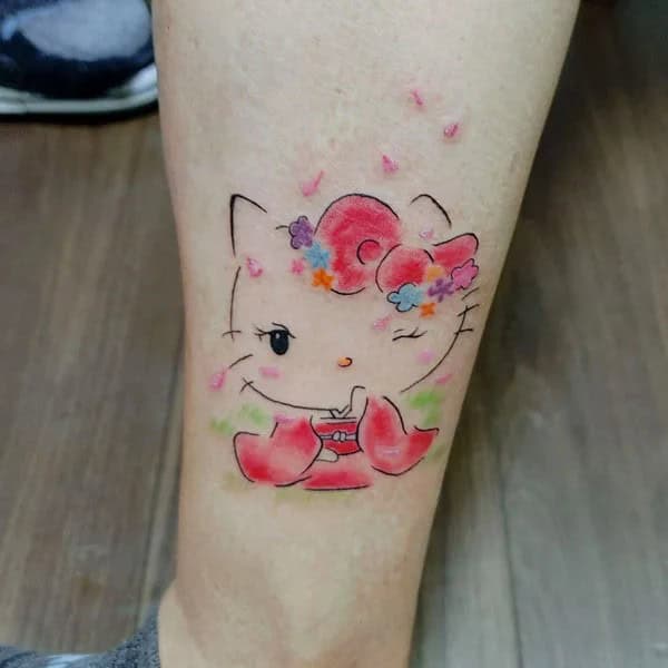 Ankle Hello Kitty Tattoo