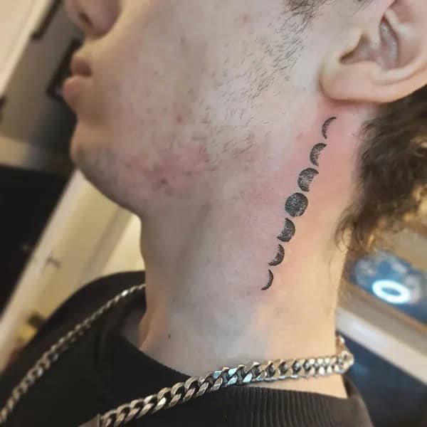 Moon Phase Neck Tattoo