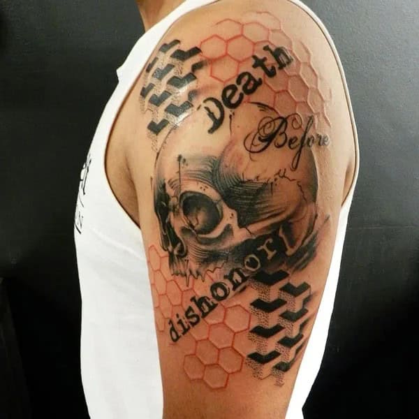 Death Before Dishonour Bicep Tattoo