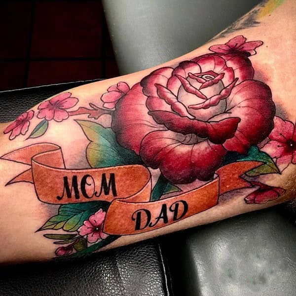 Mom and Dad Flower Tattoo