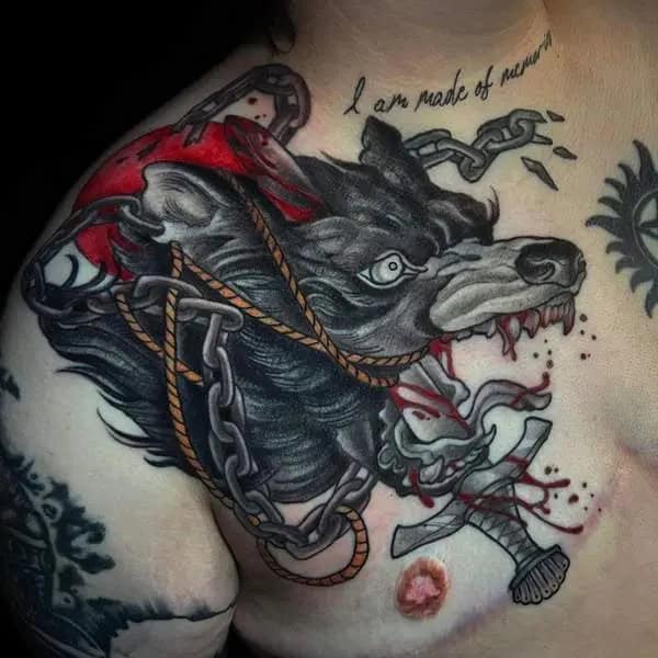 Fenrir Chest Tattoo