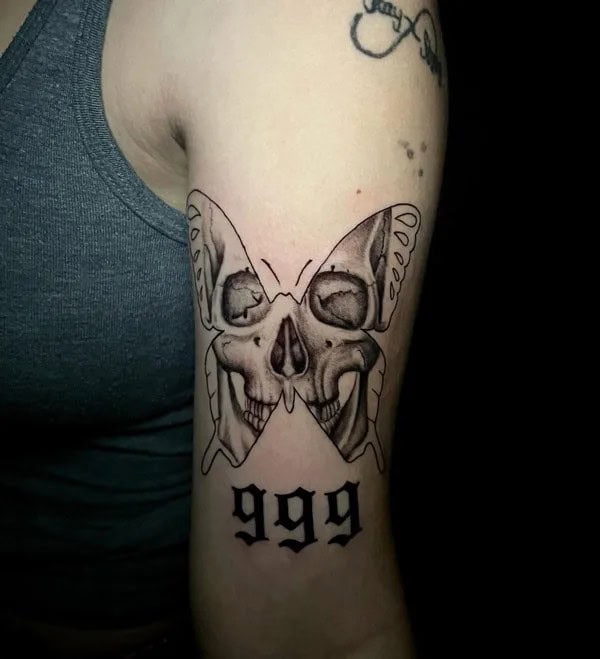 999 Butterfly Skull Tattoo