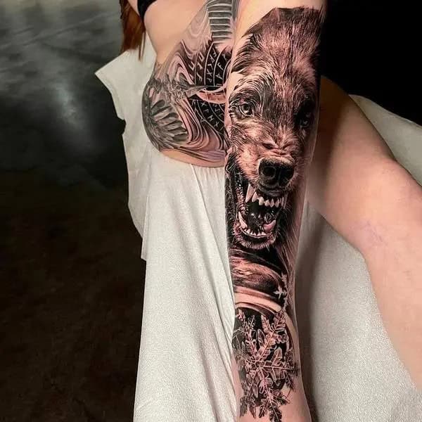 Fenrir Leg Tattoo