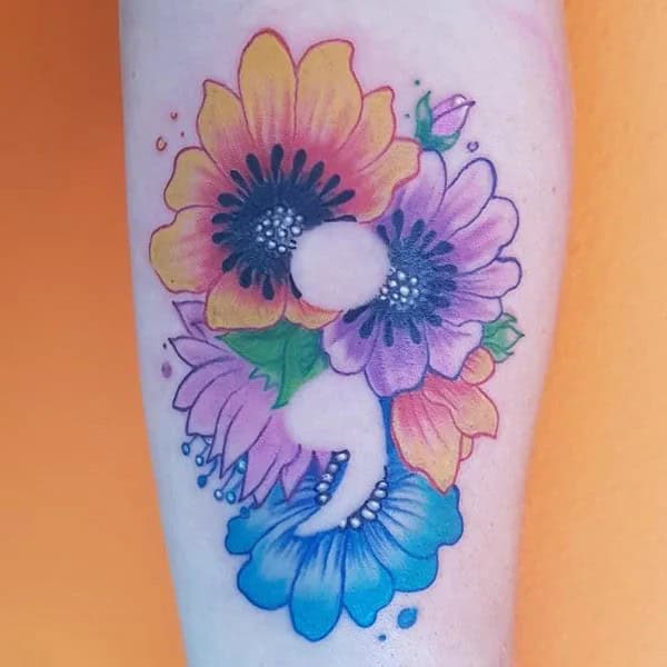 Semicolon Flower Tattoo