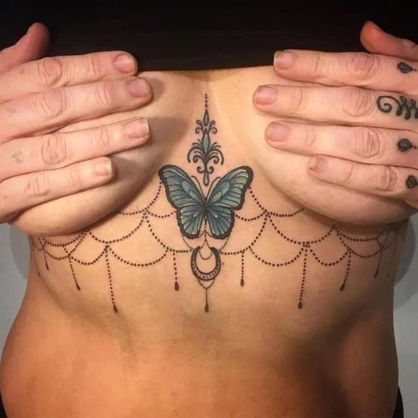 Butterfly Underboob Tattoo