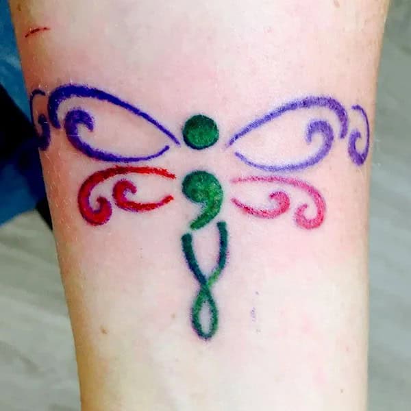 Semicolon Dragonfly Tattoo