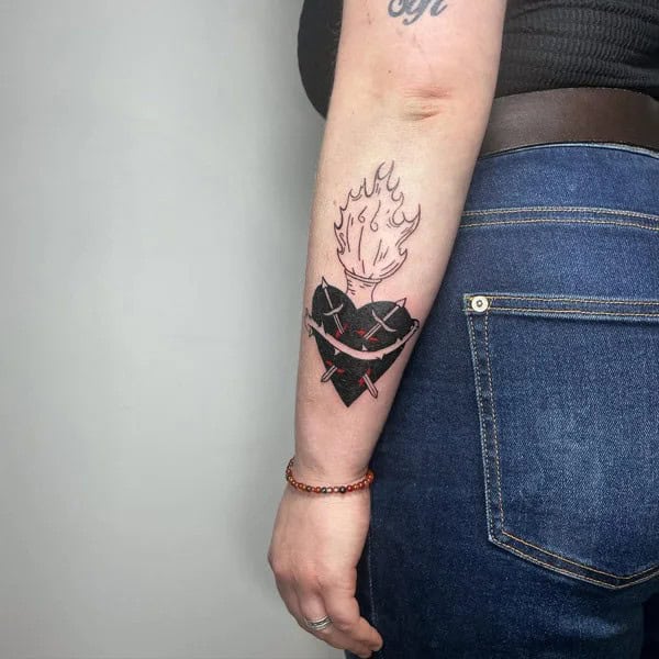 Black Sacred Heart Tattoo