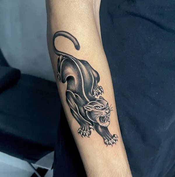 Black Panther Arm Tattoo