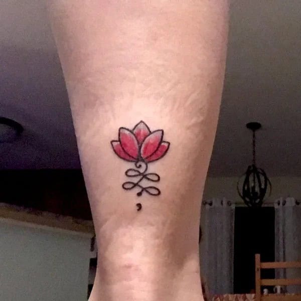 Lotus Flower Semicolon Tattoo