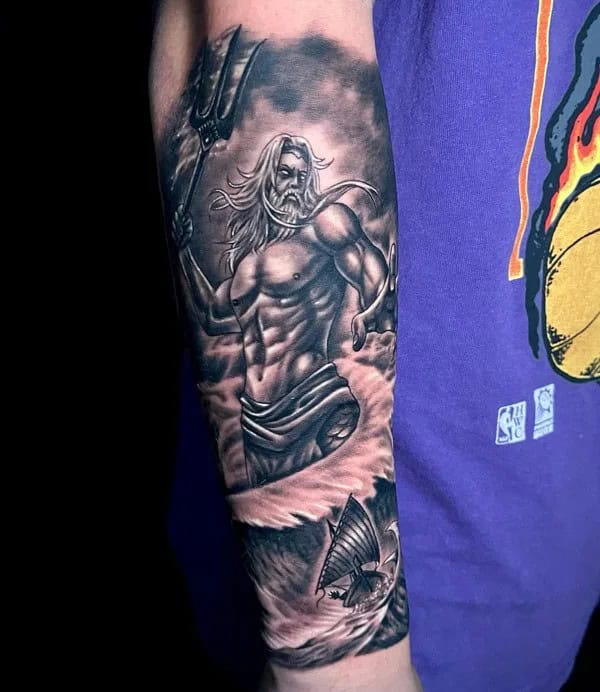 Realistic Poseidon Tattoo