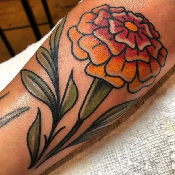 Traditional Marigold Tattoo