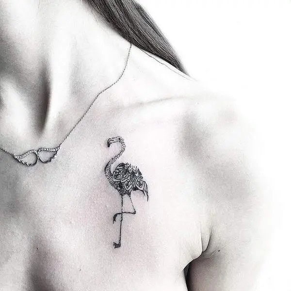 Black and White Flamingo Tattoo