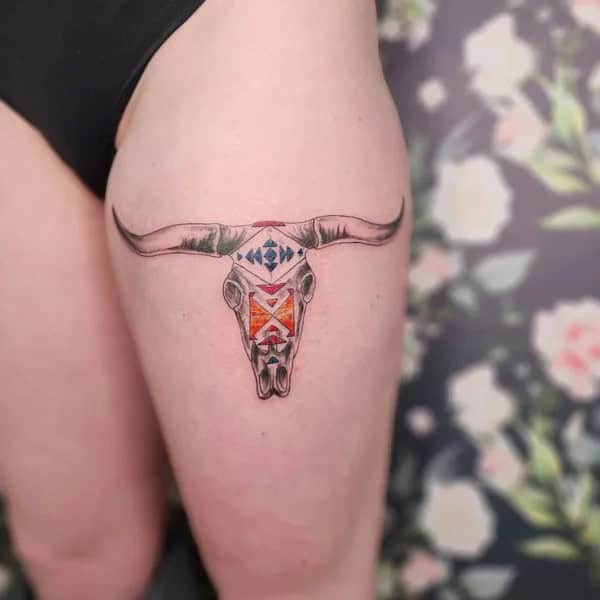 Longhorn Bull Skull Tattoo