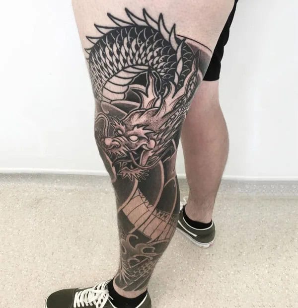 Dragon Leg Sleeve Tattoo