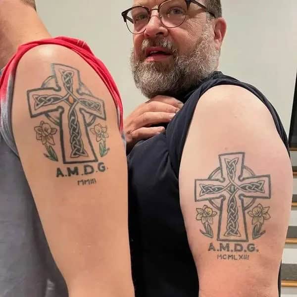 Father And Son Celtic Cross Tattoo