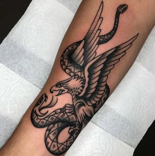 Mexican Eagle And Snake Tattoo