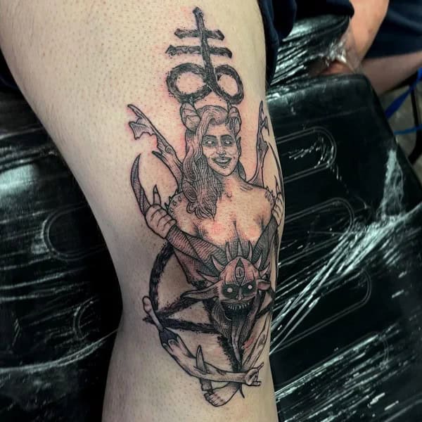 Succubus Tattoo On Knee