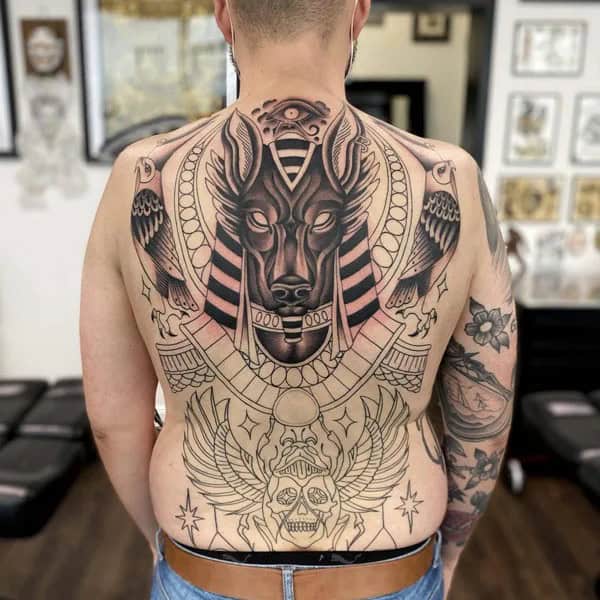 Anubis Back Tattoo