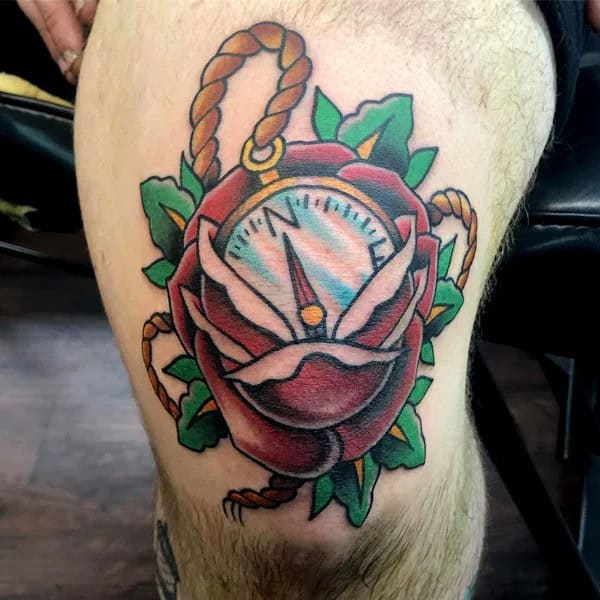 Compass Knee Tattoo