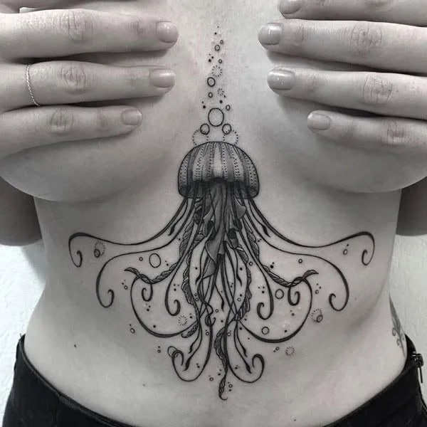 Jelly Fish Underboob Tattoo