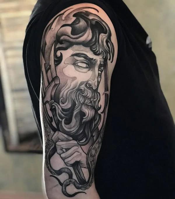 Neo Traditional Poseidon Tattoo