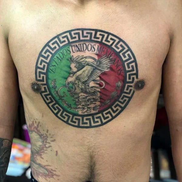 Mexican Eagle Chest Tattoo