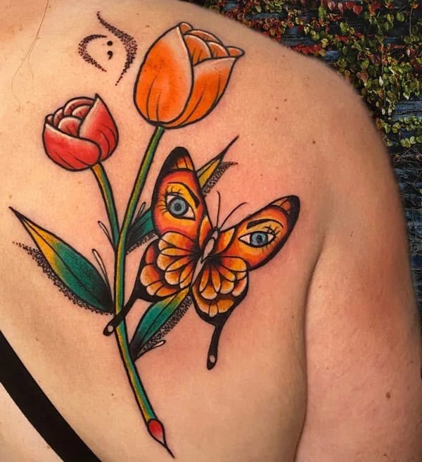 Traditional Tulip Tattoo