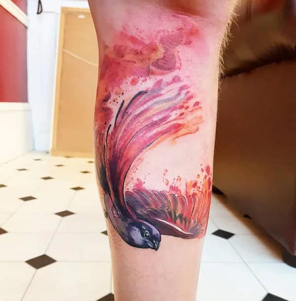 Watercolor Sparrow Tattoo