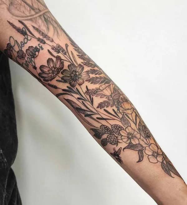 Wildflower Sleeve Tattoo