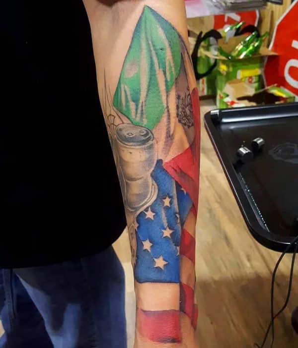 American Mexican Flag Tattoo