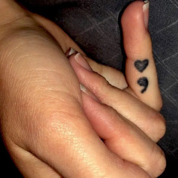 Semicolon Tattoo on Finger