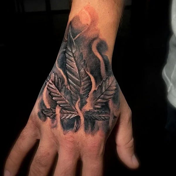 Weed Hand Tattoo