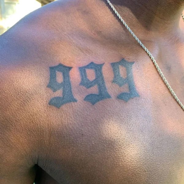 999 Tattoo On Chest