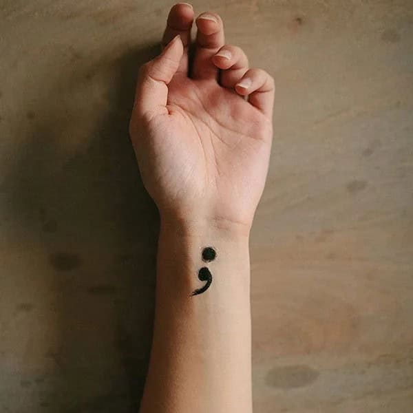 Semicolon Tattoo on Wrist