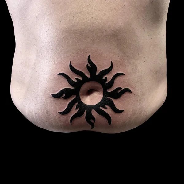 Sun Belly Button Tattoo