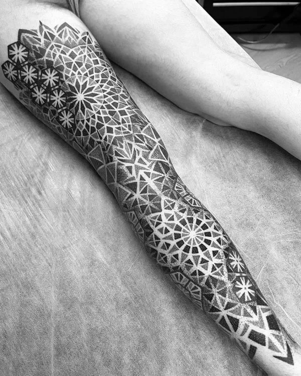 Geometric Leg Sleeve Tattoo