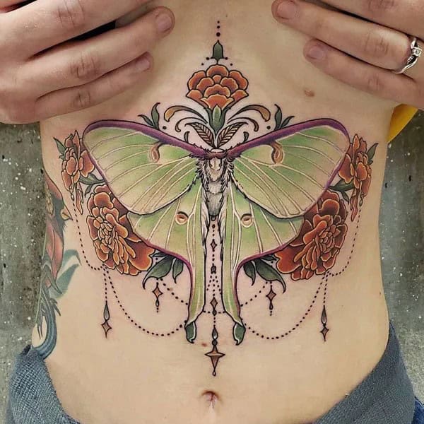 Butterfly Underboob Tattoo