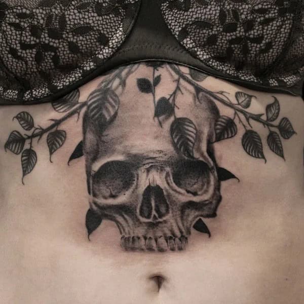 Skull Underboob Tattoo