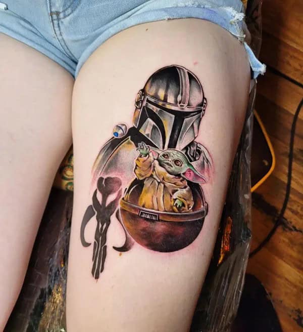 Mandalorian Thigh Tattoo