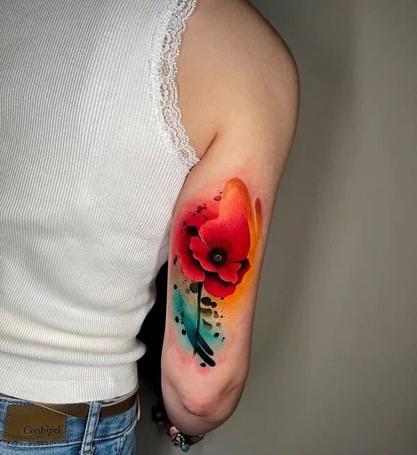 Watercolor August Birth Flower Tattoo